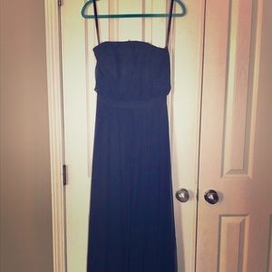 Navy Bridesmaid Dress - floor length, strapless